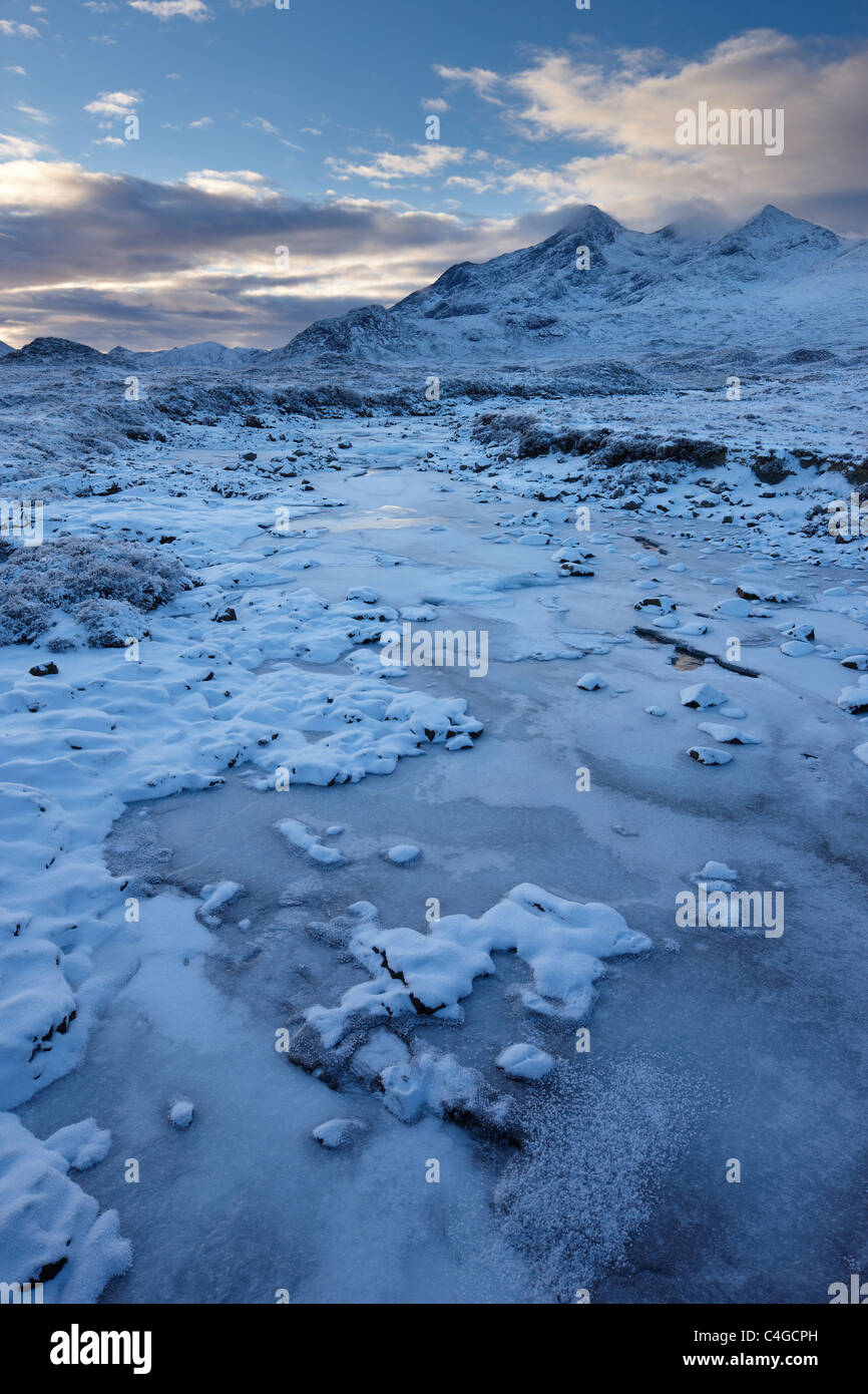 Glen Sligachan & les Cuillin en hiver, l'île de Skye, Écosse Banque D'Images