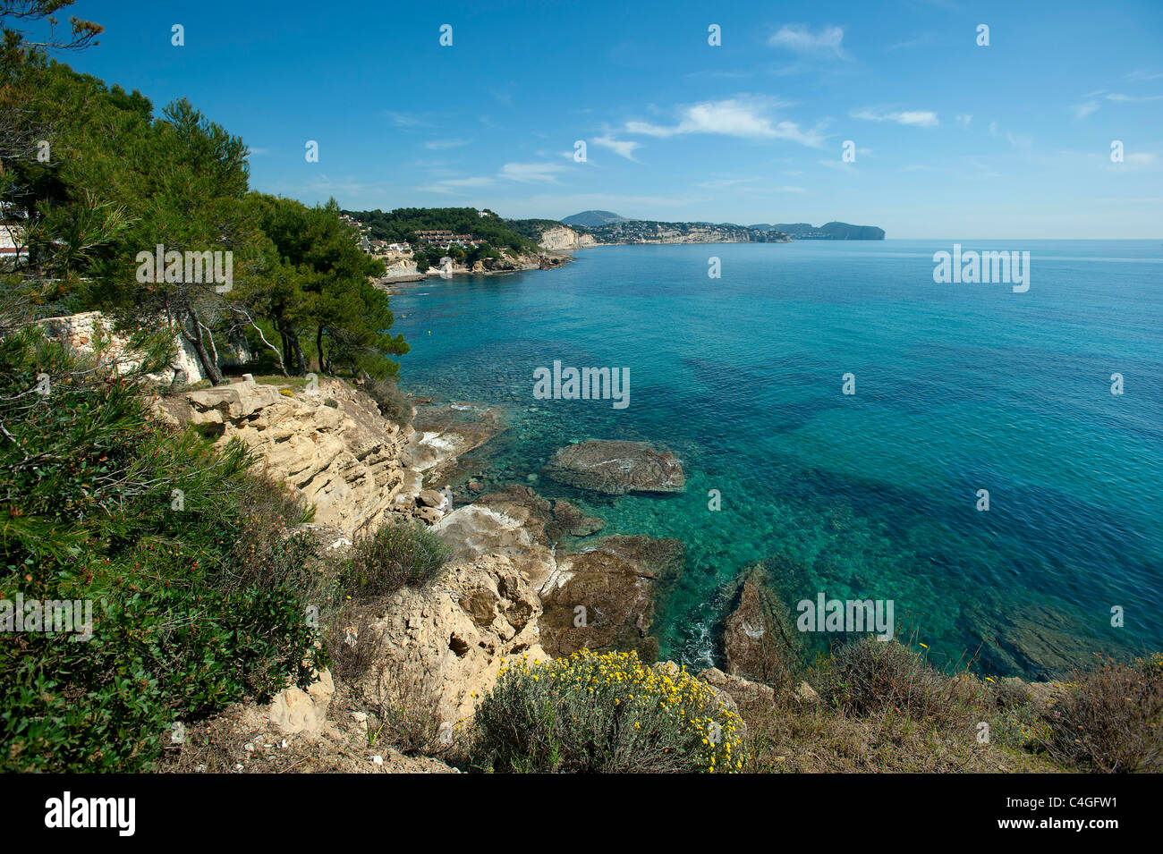 Littoral à Benissa, Calpe, Costa Blanca, Espagne Banque D'Images