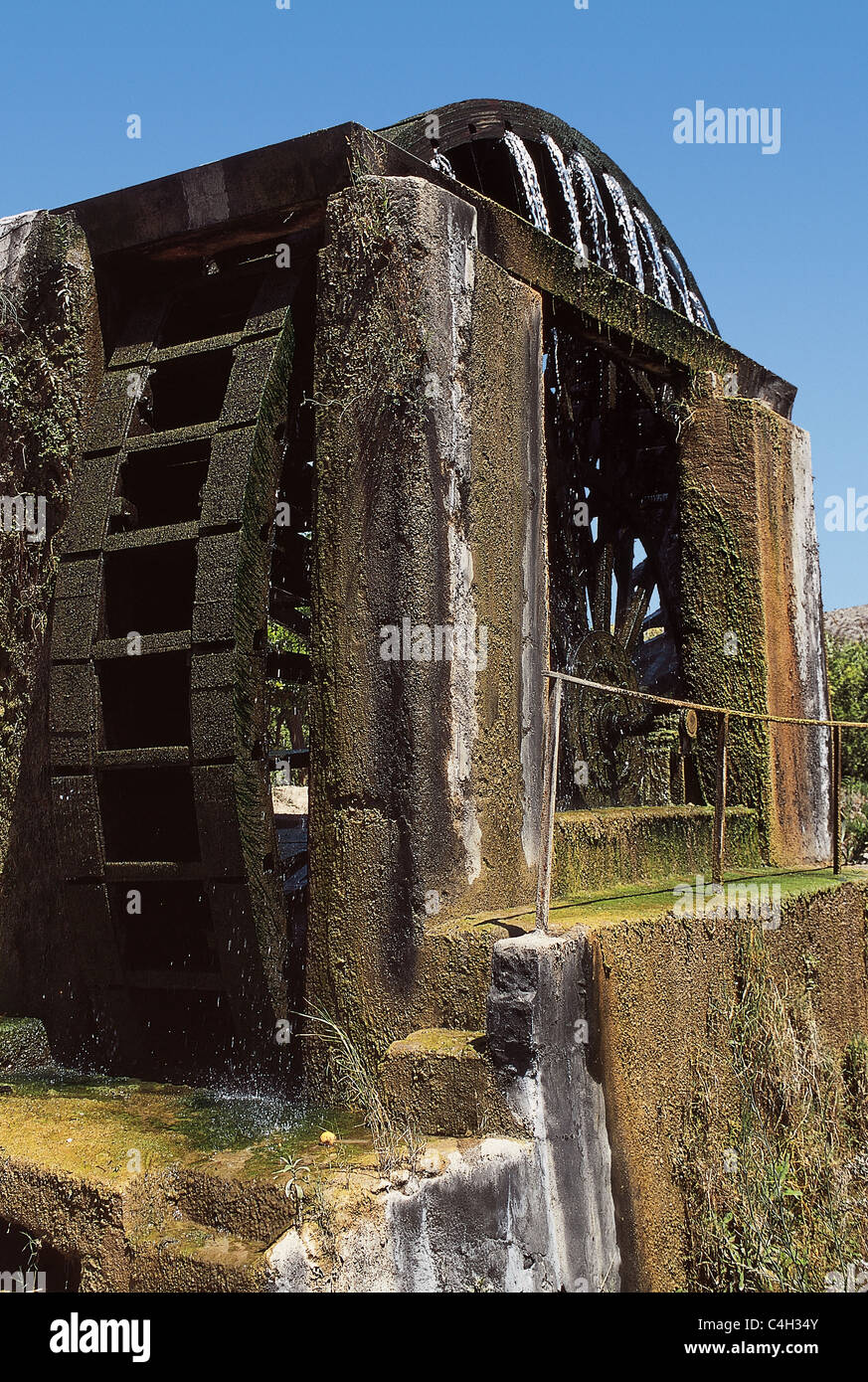 Hoya de Don Garcia Noria (1818) dans la région de la rivière Segura. Le bois. Alhama de Granada. Région de Murcie. L'Espagne. Banque D'Images