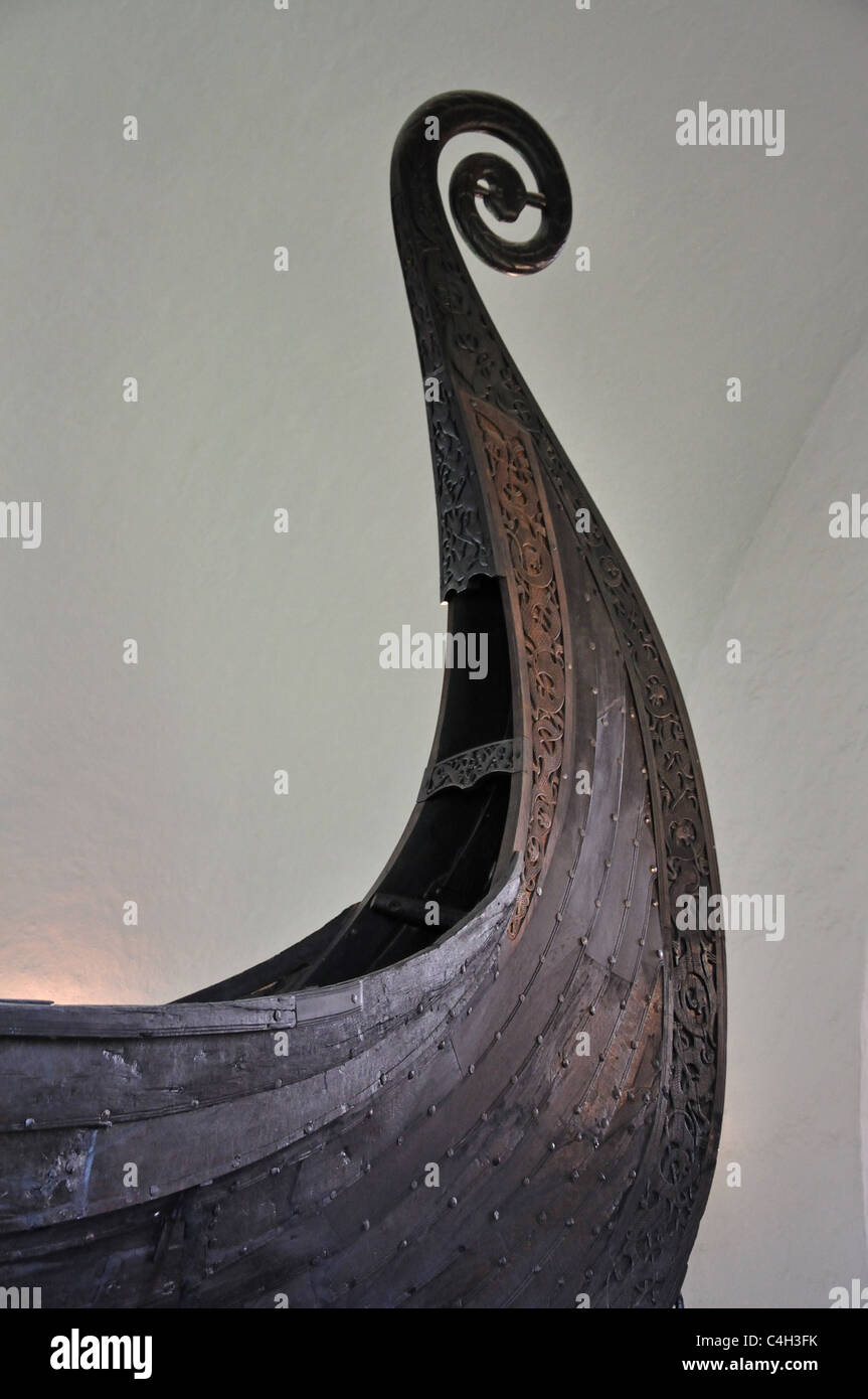 Le 'navire' Oseberg, proue Viking Ship Museum, Bygdøynesveien, Péninsule de Bygdøy, Oslo, Oslo, comté d'Østlandet, Norvège Région Banque D'Images