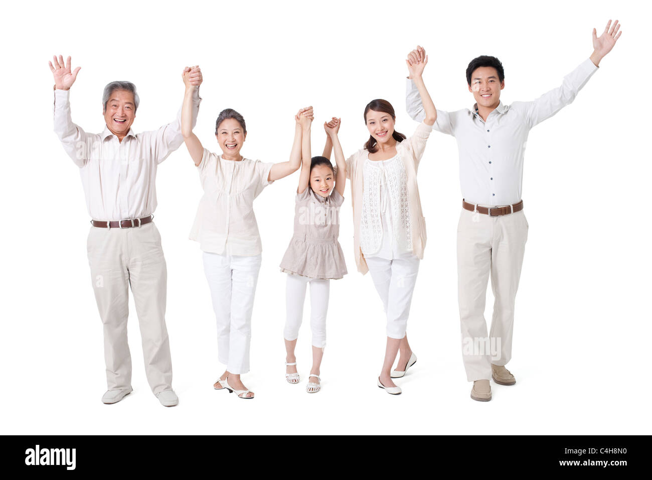 Heureux Famille multigénération, Studio Shot Banque D'Images