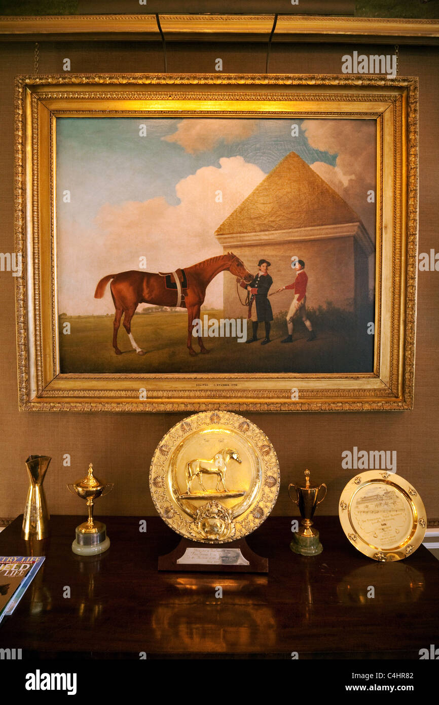La peinture à l'huile originale par George Stubbs du cheval 'Eclipse' dans le Jockey Club, Newmarket Suffolk UK Banque D'Images
