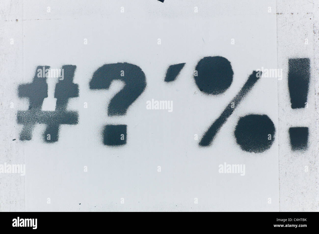 Stencil / graffito montrant en noir : #  ? '  % !, Muncih, Allemagne Banque D'Images