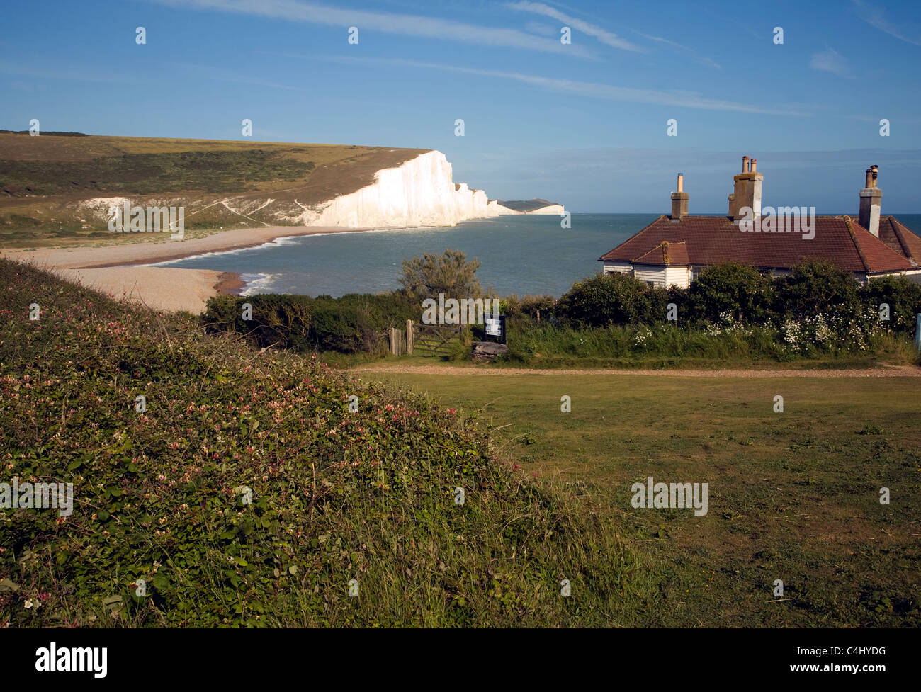 Falaises de craie des sept Sœurs de Seaford Head, East Sussex, Angleterre Banque D'Images