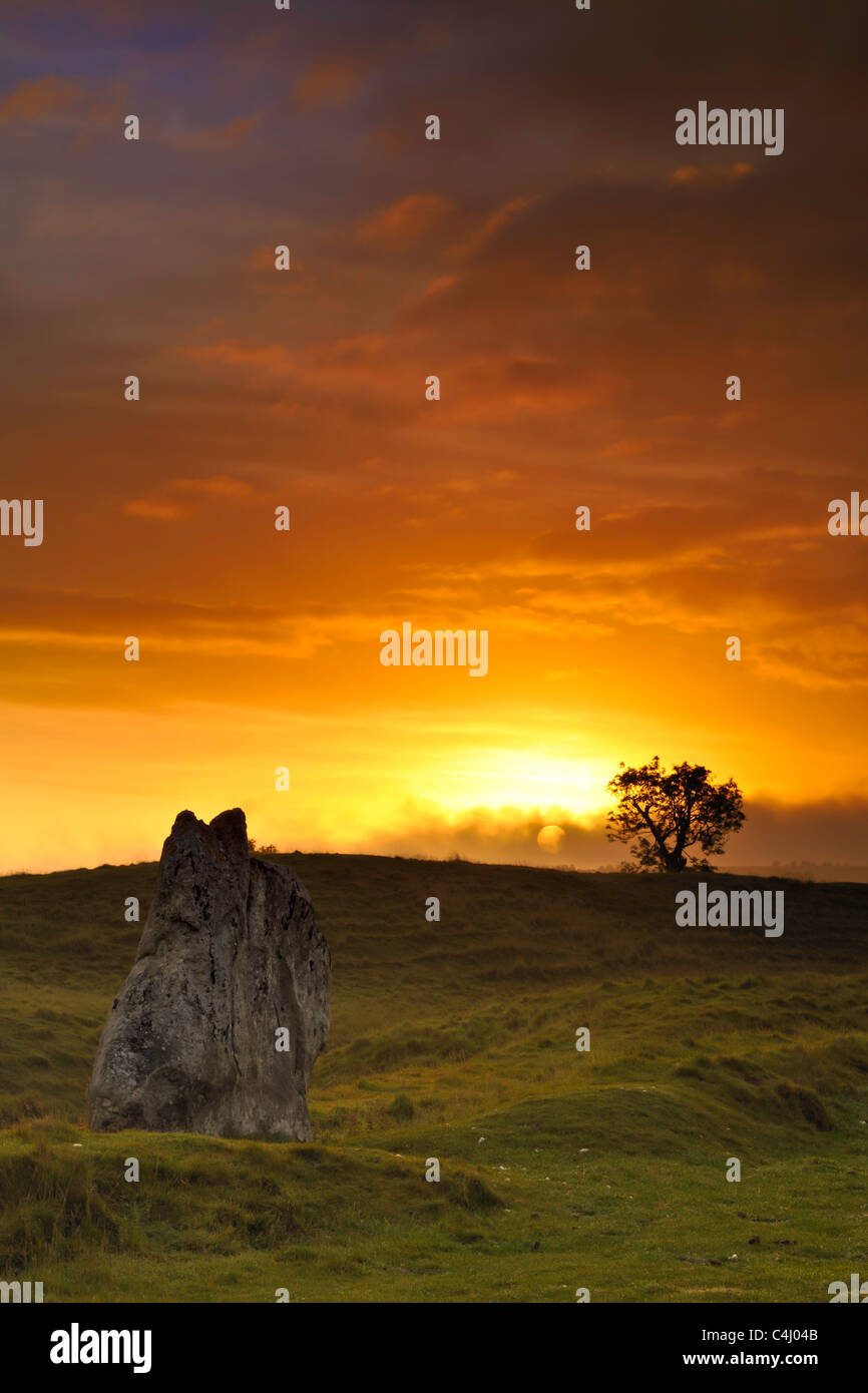 Avebury - Été Lever du Soleil Banque D'Images