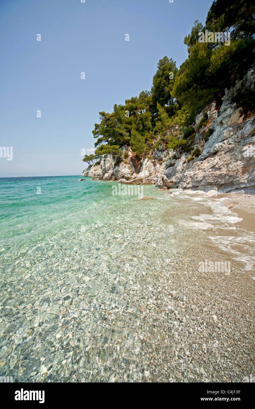 Gialos plage Kastani et bay , Mamma Mia film emplacement sur l' île de Skopelos, Grèce Banque D'Images