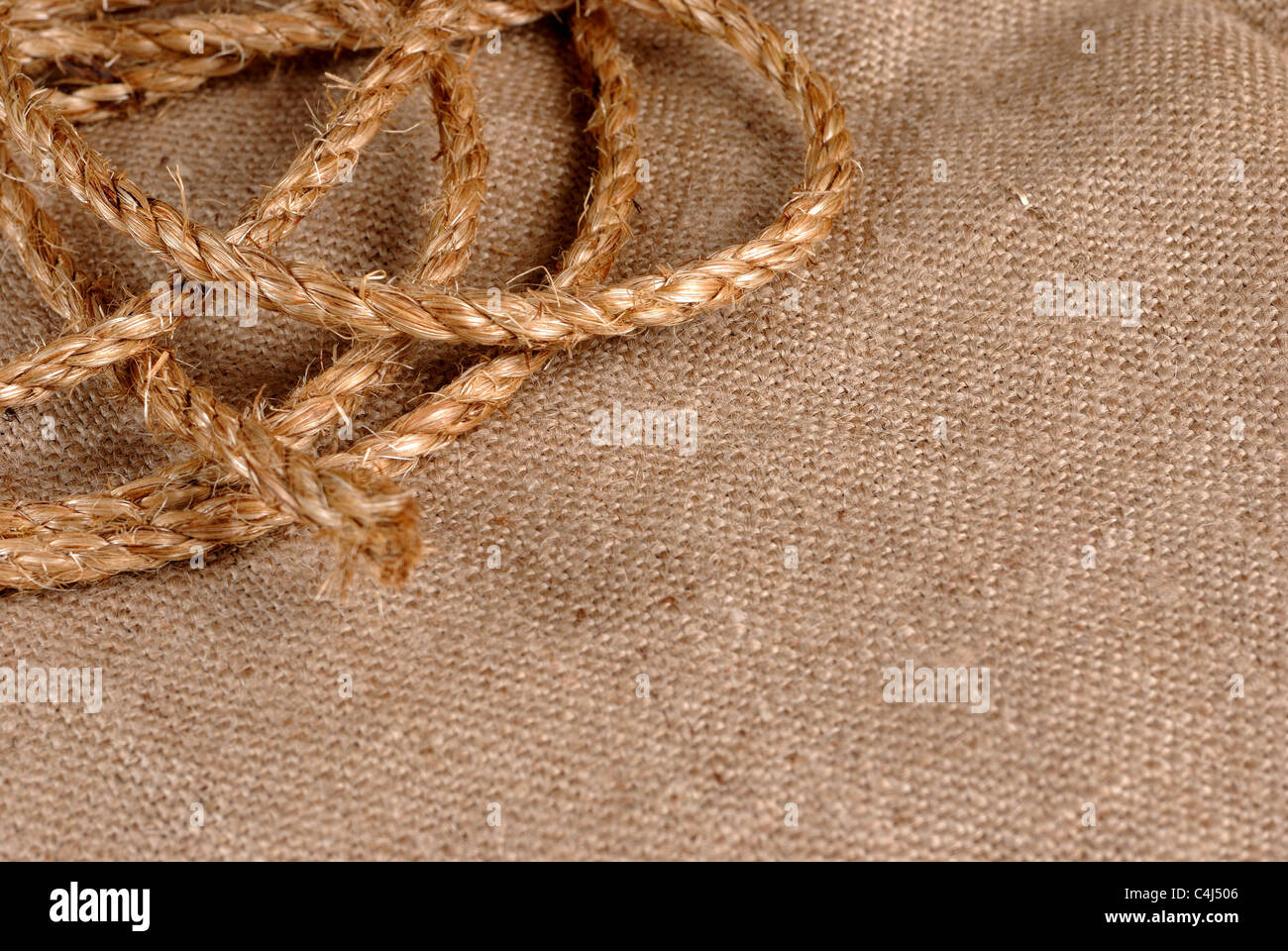 Corde de jute et toile grunge background Banque D'Images