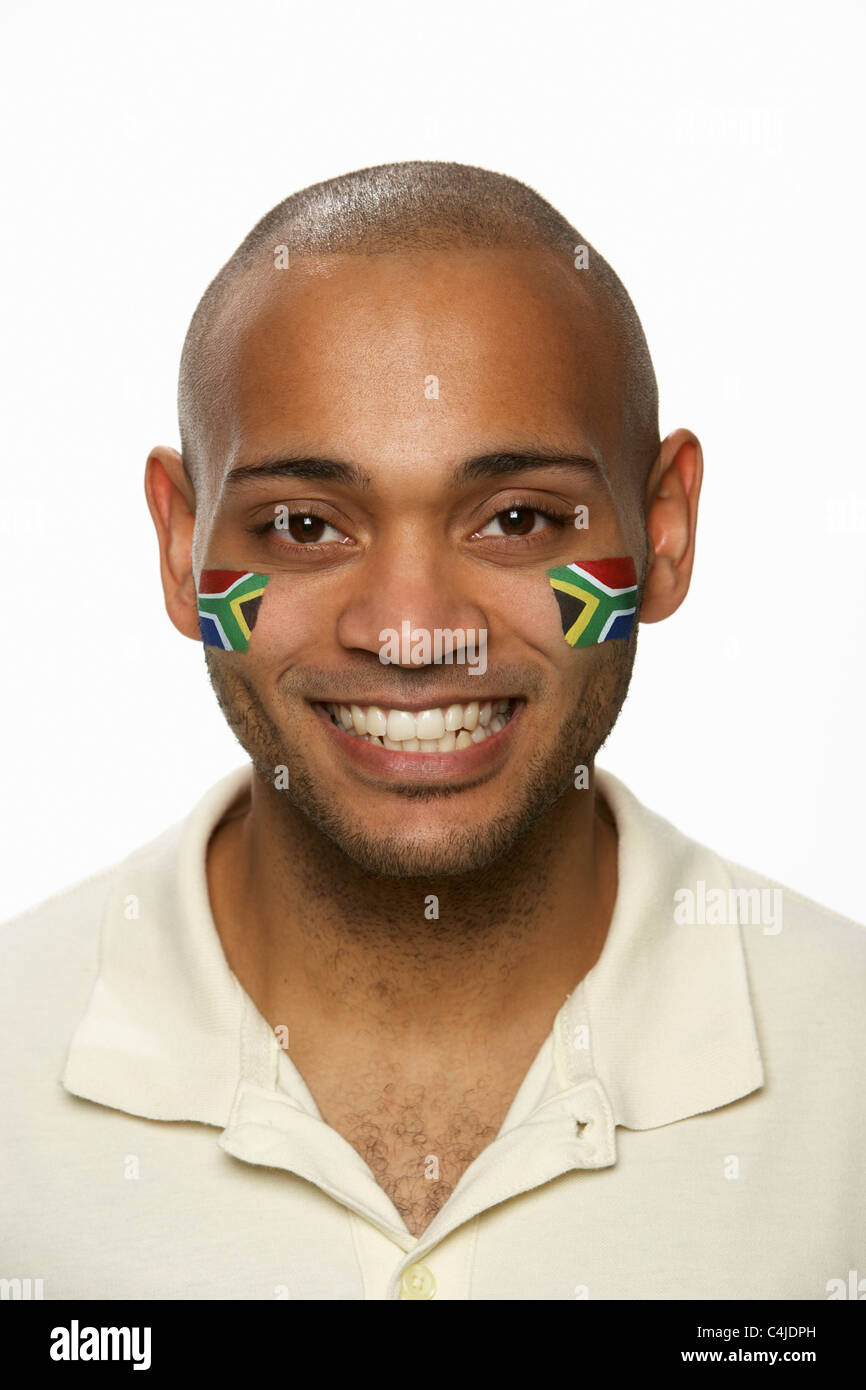 Supporter face painted south african Banque de photographies et d