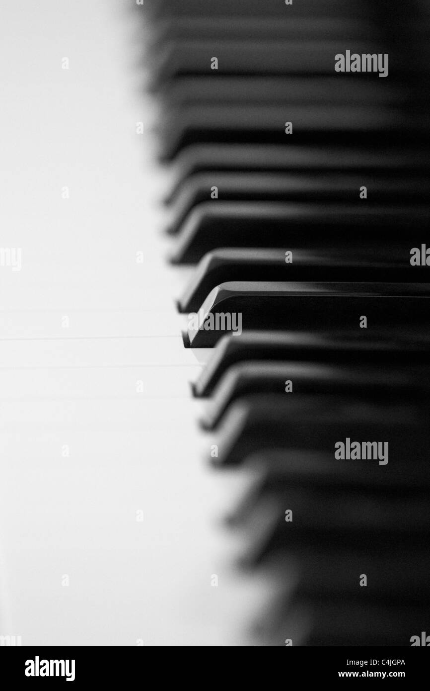 Touches Piano Black & White Banque D'Images