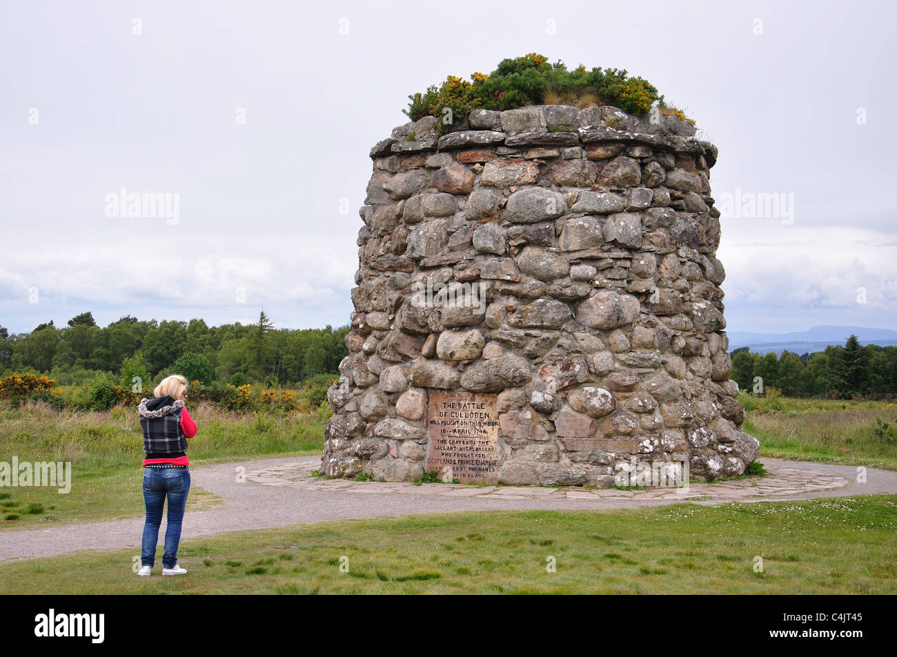 Memorial cairn sur Culloden Moor (site de la bataille de Culloden), Highland, Écosse, Royaume-Uni Banque D'Images