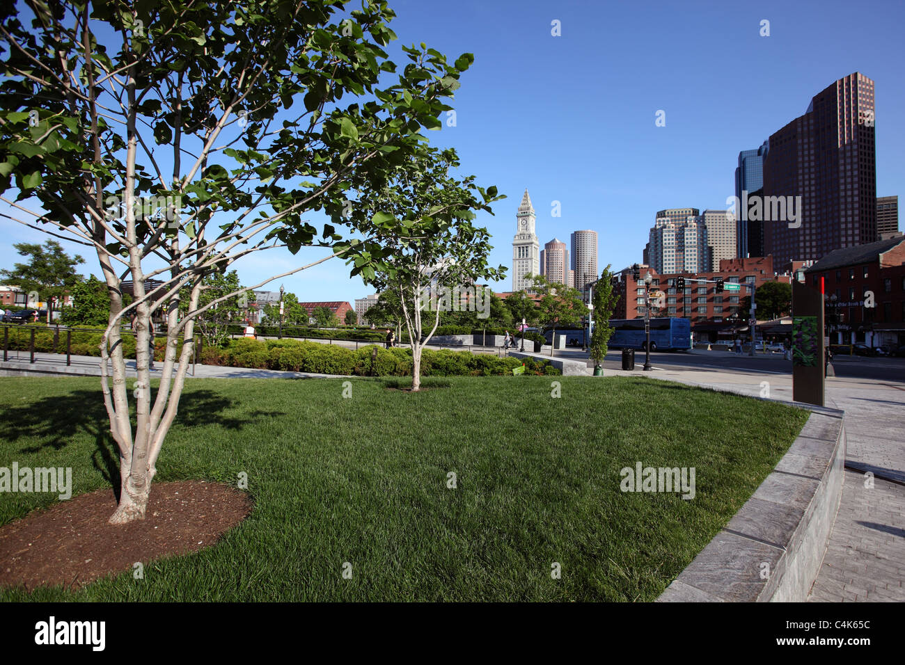 Espace ouvert sur la Rose Kennedy Greenway, Boston, Massachusetts Banque D'Images