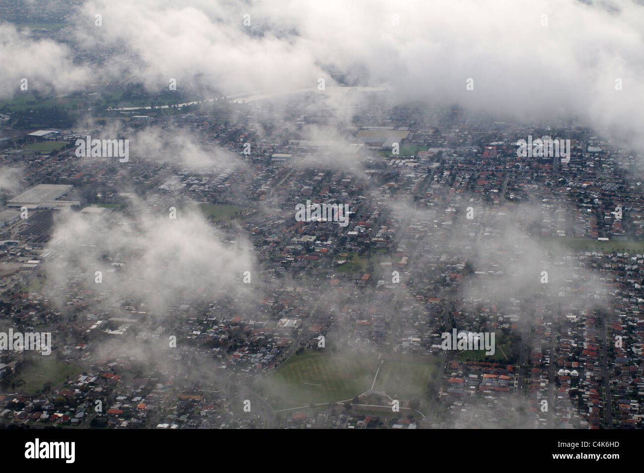 Vue aérienne de la banlieue de Melbourne, Australie Banque D'Images