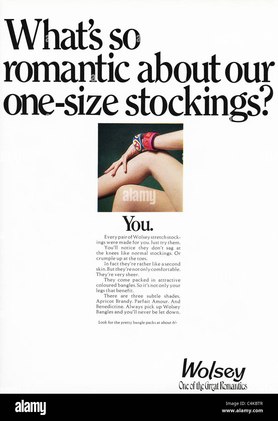 Annonce d'origine pleine page dans le magazine de mode vers 1969 pour WOLSEY bas Banque D'Images