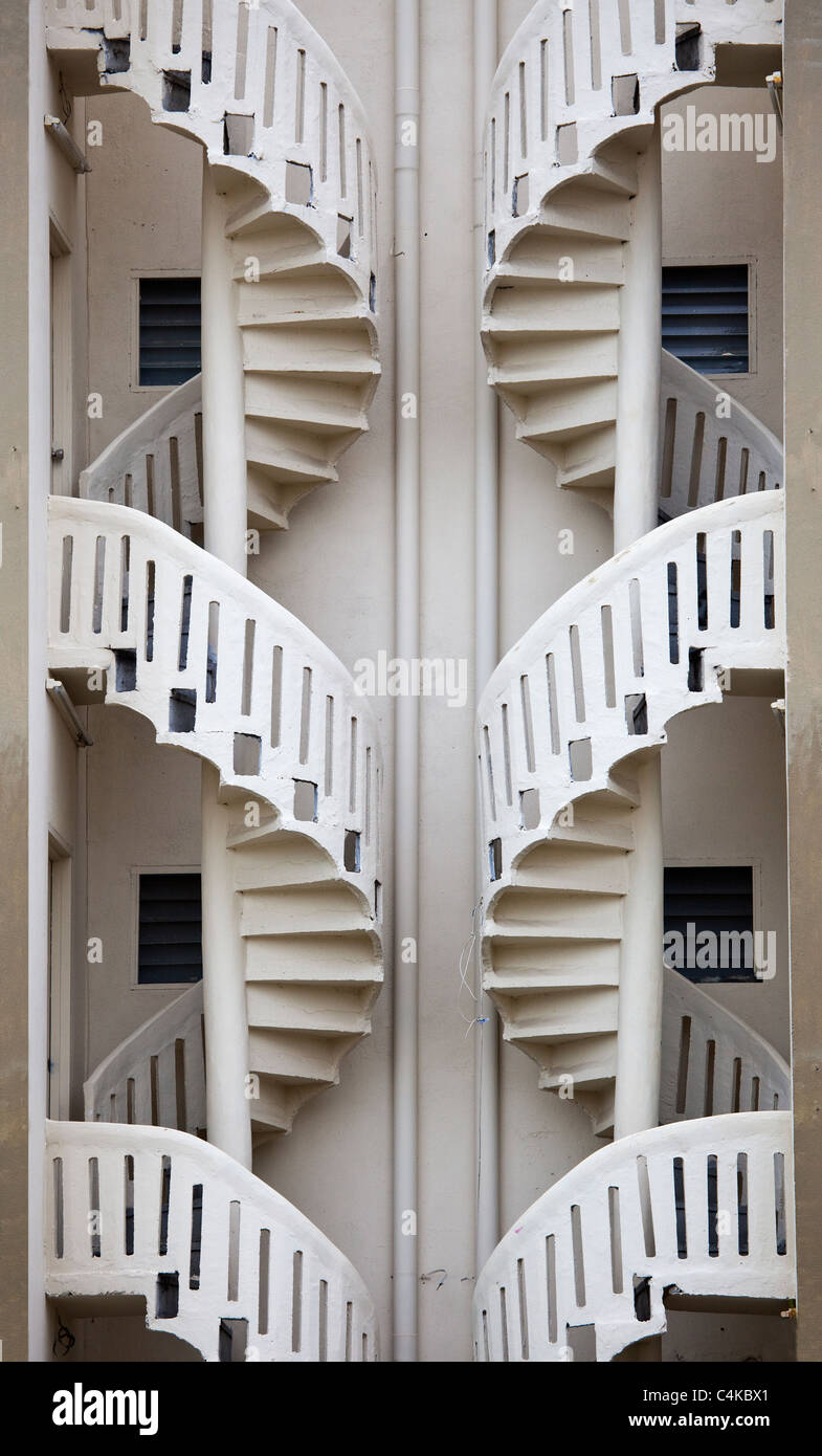 Deux escaliers en spirale Banque D'Images