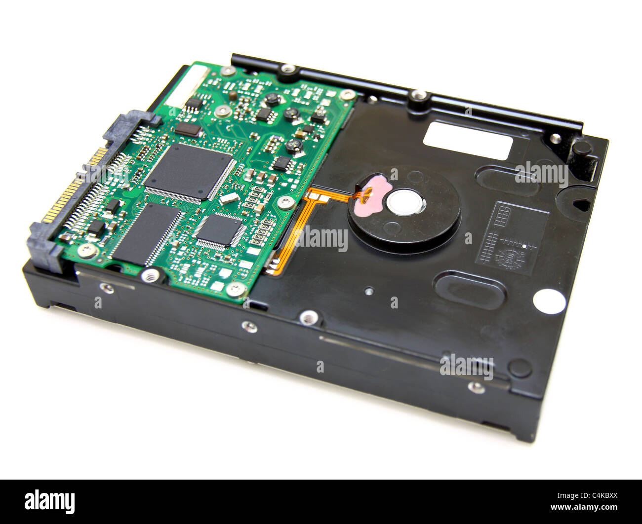 Le disque dur (HDD) de l'ordinateur se trouve sur un fond blanc Banque D'Images