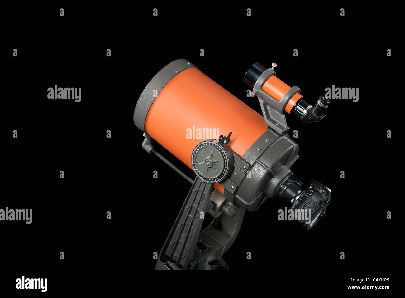Un télescope mis en place avec un appareil photo pour prendre des photos de l'espace. Banque D'Images