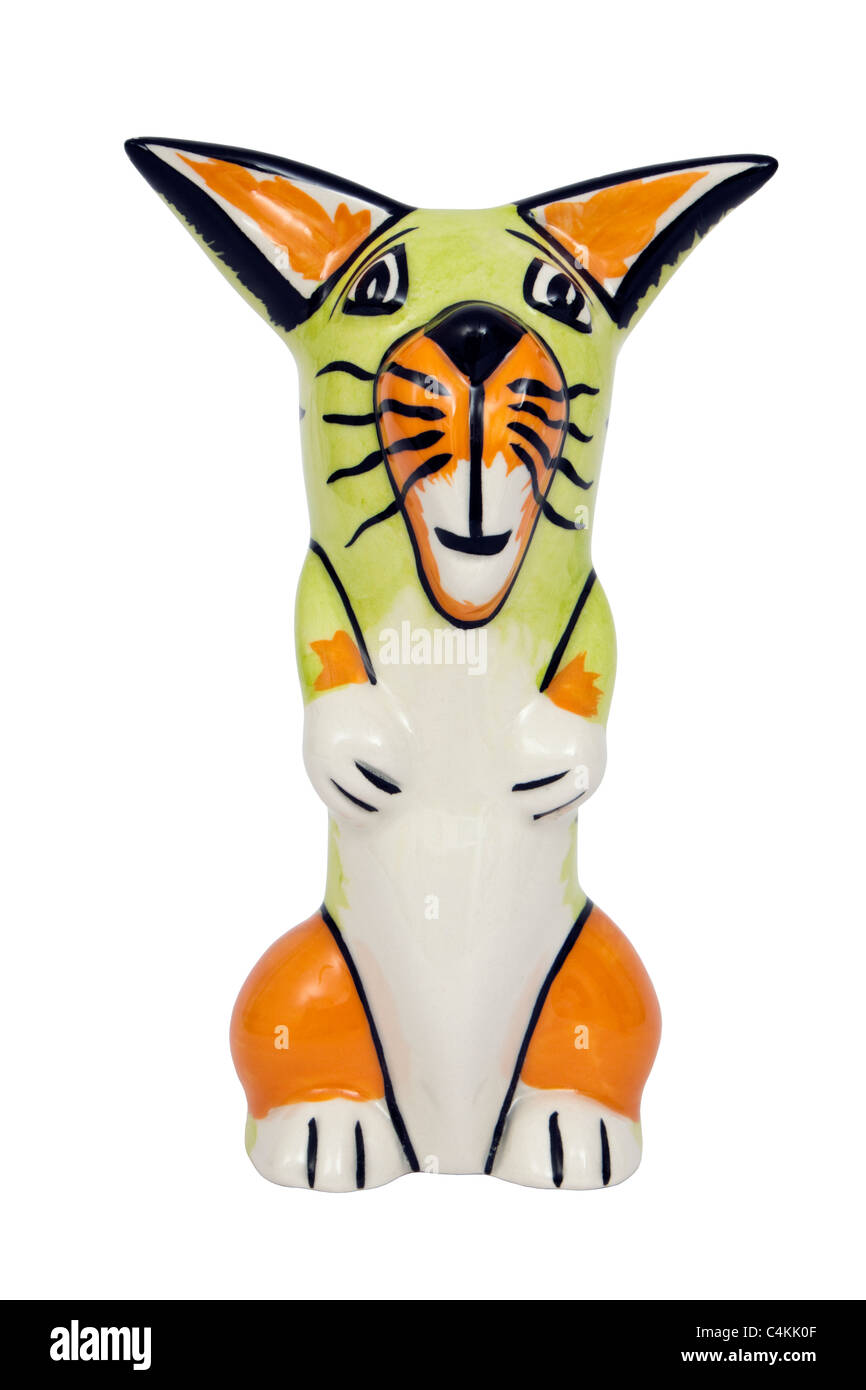 Lorna Bailey chien en porcelaine avec des couleurs sous glaçure ornement Banque D'Images