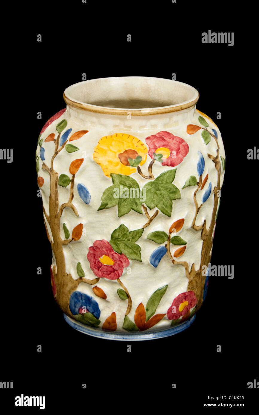 H.J. Vintage 'Bois' de l'arbre indien Vase en faïence céramique à partir de 1960 Banque D'Images