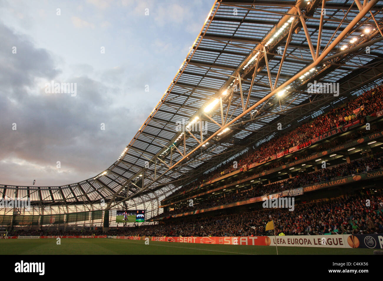 L'Aviva Stadium de Dublin. Au cours de l'UEFA Europa League 2011 Banque D'Images