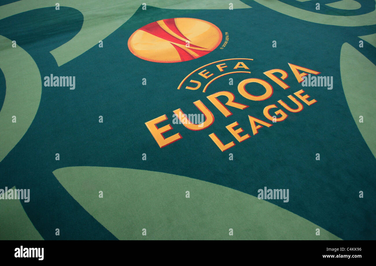 L'UEFA Europa League dans le tunnel des joueurs de marque à l'Aviva Stadium Banque D'Images