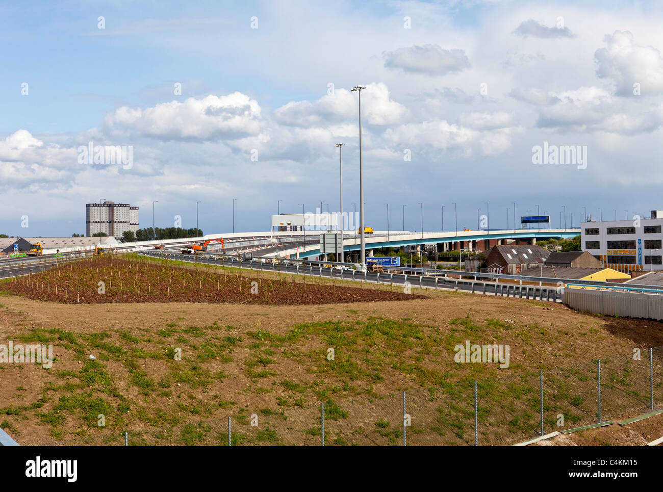 Nouvelle extension d'autoroute qui rejoint la M8 et M74 de routes Banque D'Images