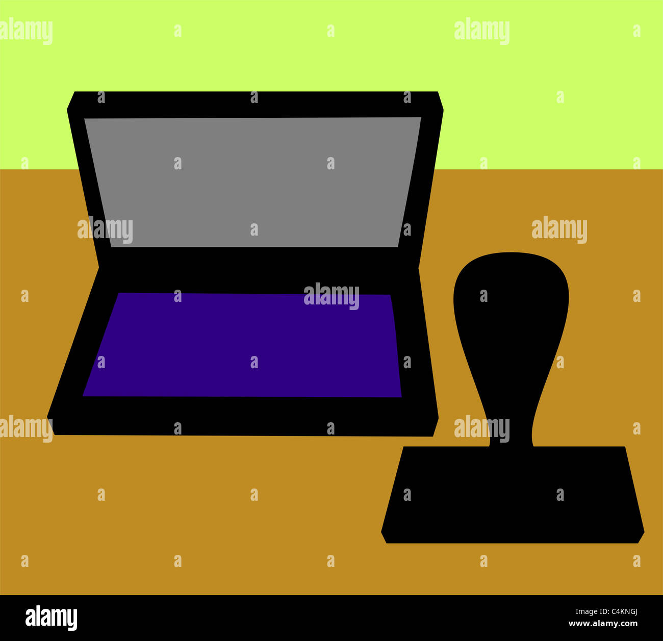 Stamp et stamp pad Banque D'Images