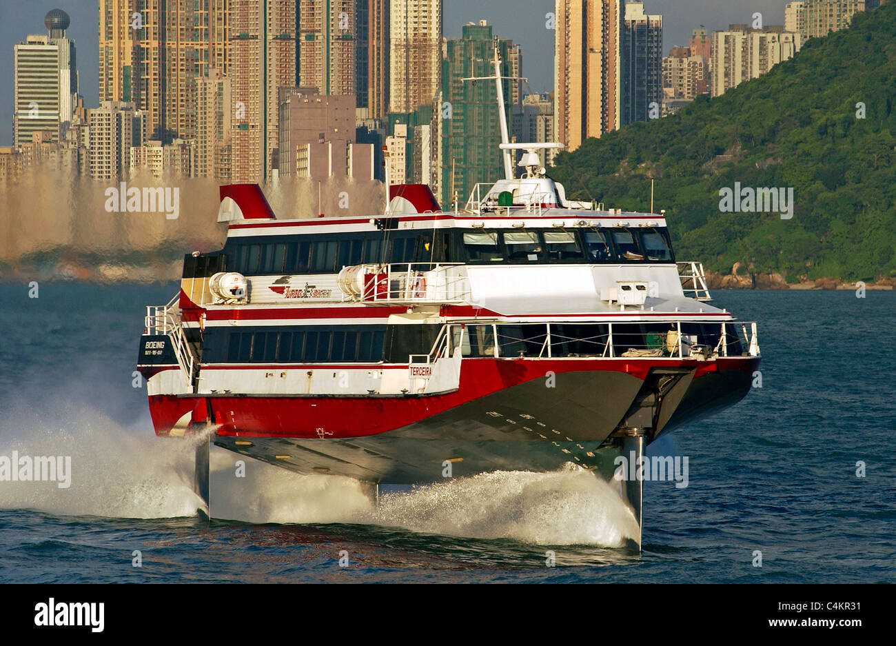 Hong Kong à Macau Ferry turbo jet, Hong Kong, Chine. Banque D'Images