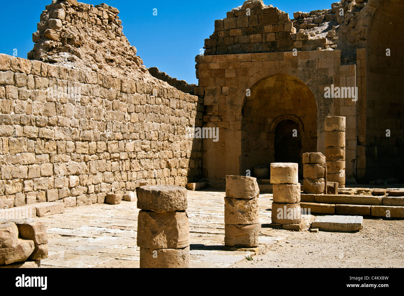 Shivta ,ville byzantine nabatéennes, désert du Néguev, Israël,nef de l'église Byzantine Banque D'Images