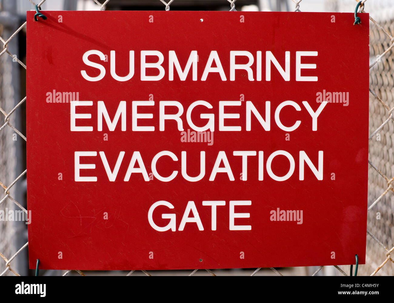 'Submarine' Porte d'évacuation d'urgence signe, Western Australian Maritime Museum, Victoria Quay, Fremantle, Australie occidentale Banque D'Images