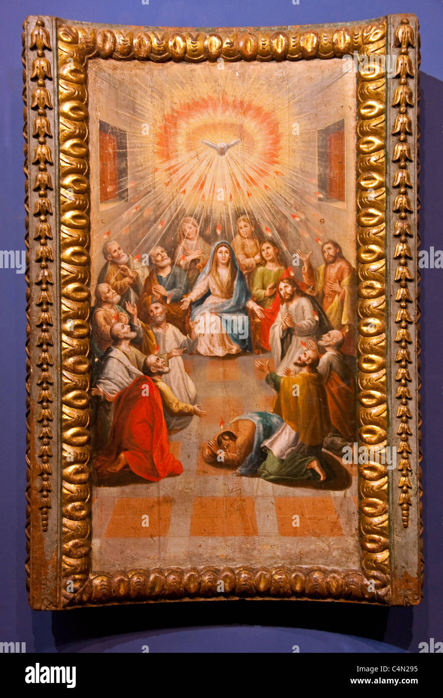 La peinture religieuse de l'Esprit Saint en Antigua's Museo de Arte Colonial (Colonial Art Museum) Banque D'Images