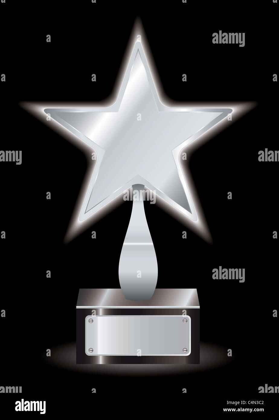 Metal Silver Star Award avec espace pour votre propre texte Banque D'Images