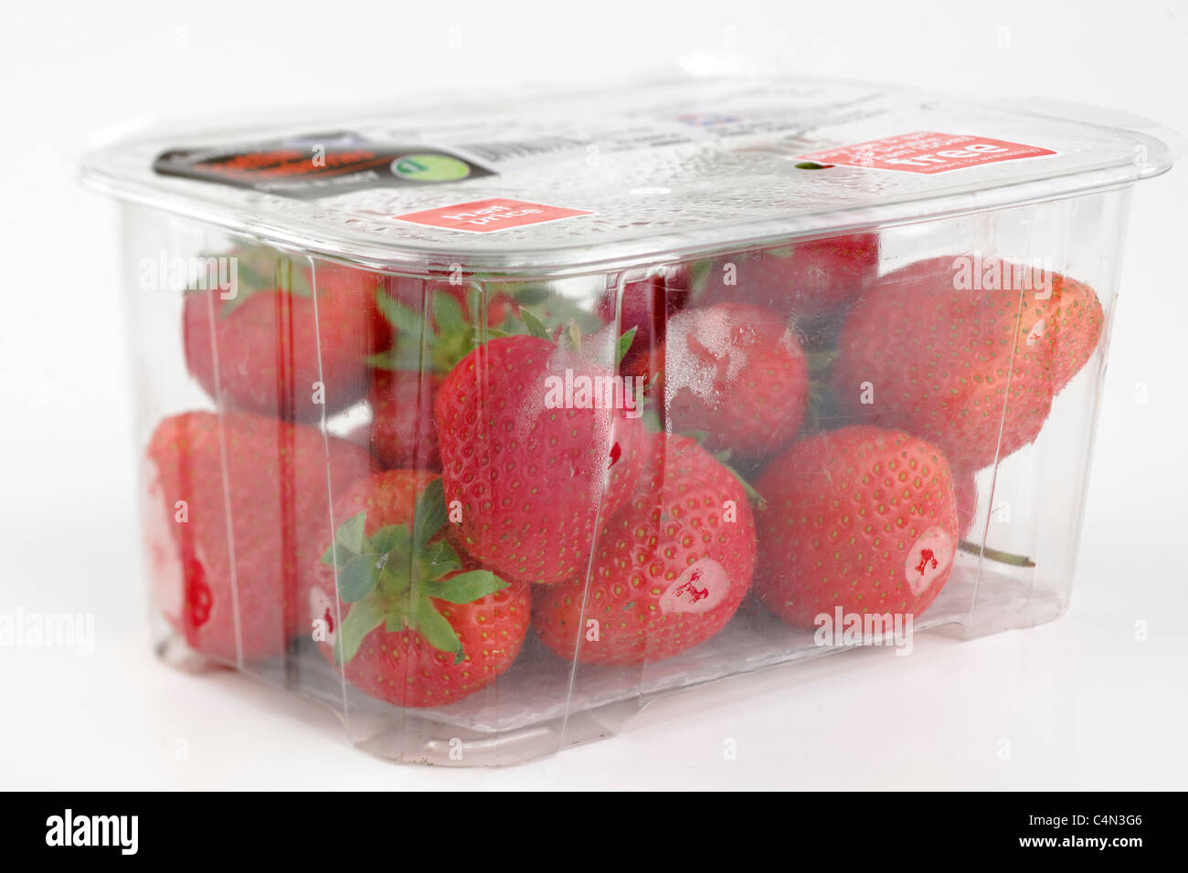 Barquettes en plastique des fraises écossais Banque D'Images