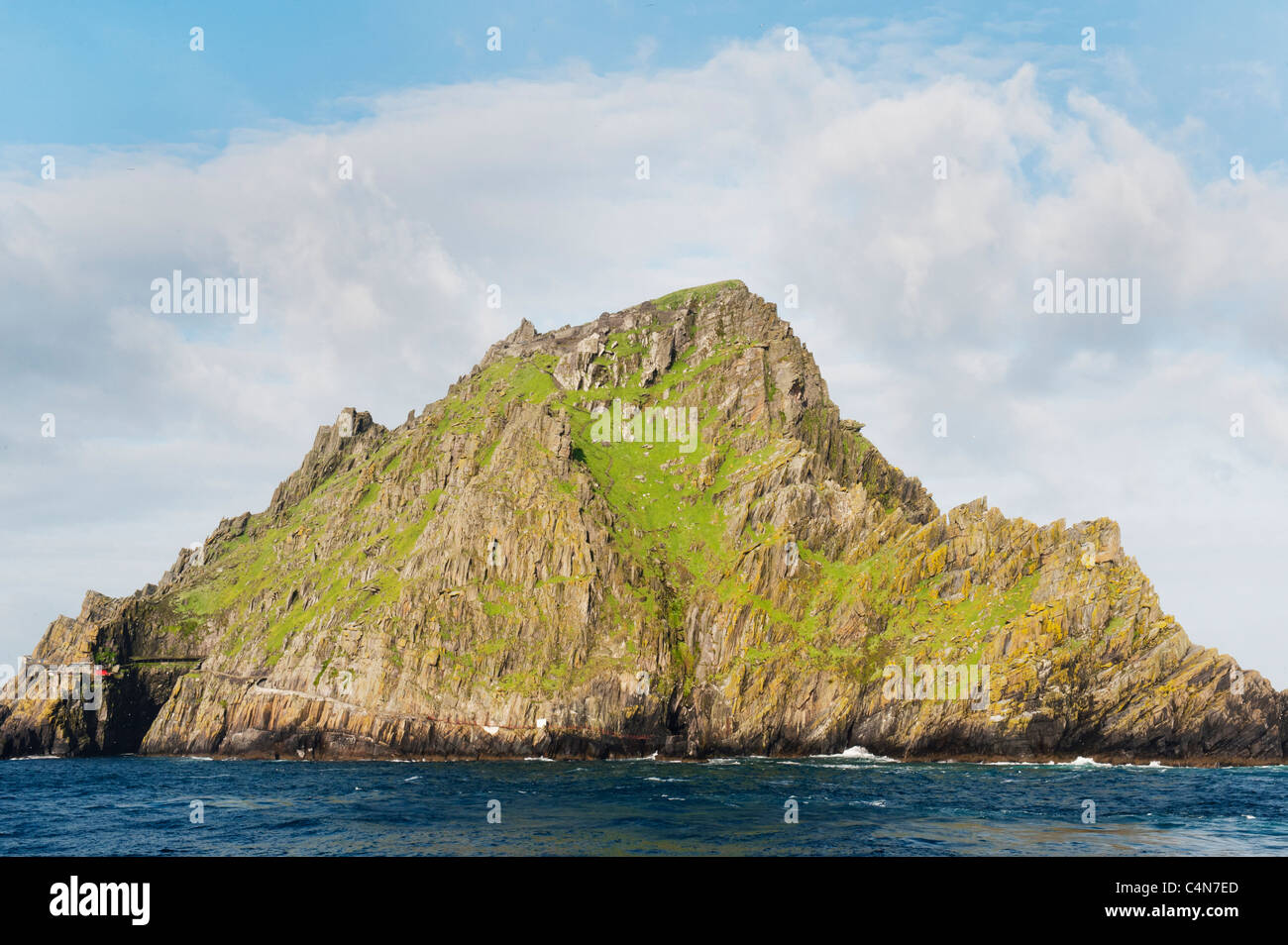 L'île de Skellig Michael, site du patrimoine mondial Site : 6ème siècle retraite monastique, comté de Kerry, Irlande Banque D'Images