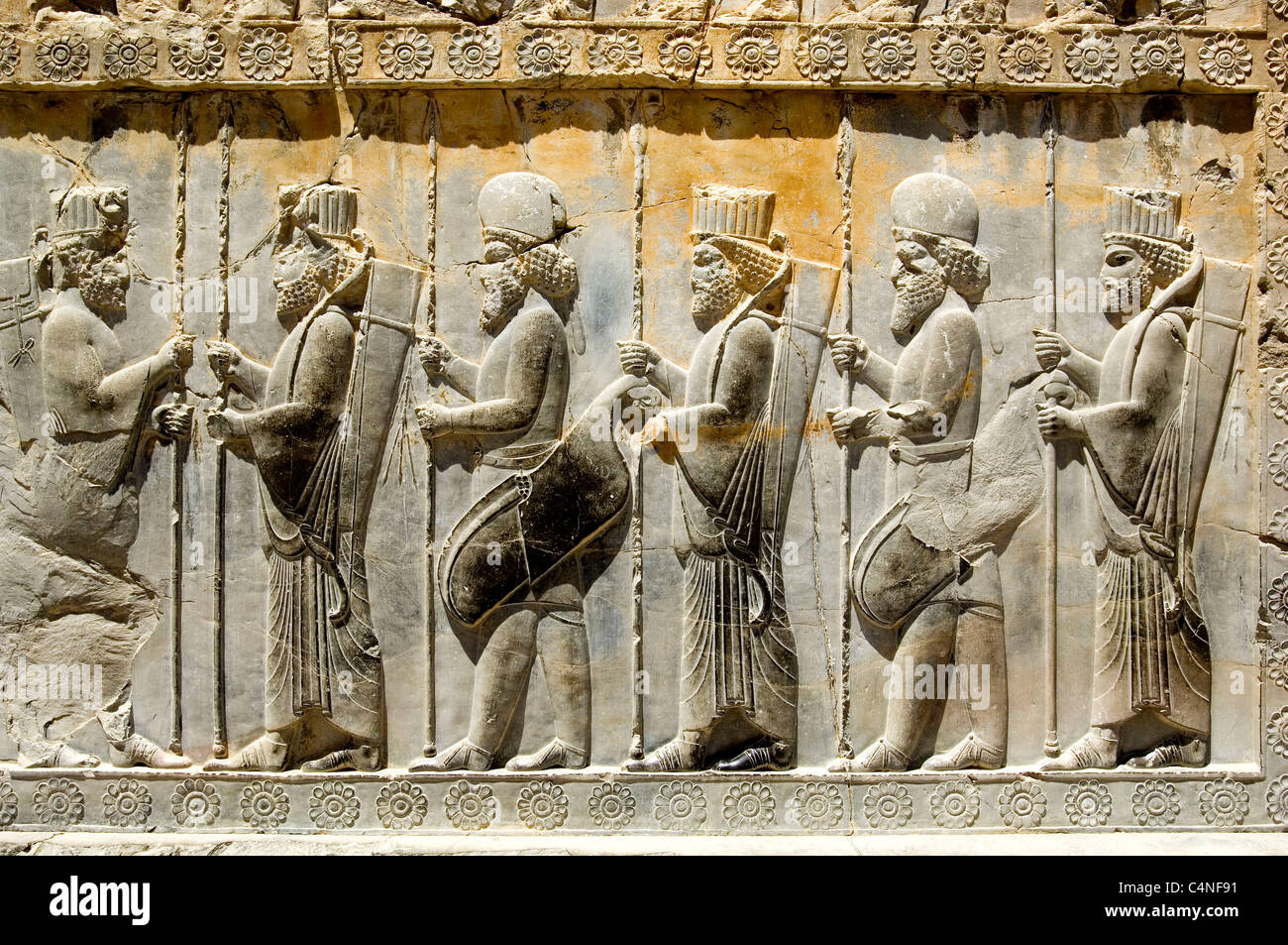 Bas-reliefs et art de l'empire persan à Persepolis, Iran. Site touristique et monument ancien en Iran Banque D'Images