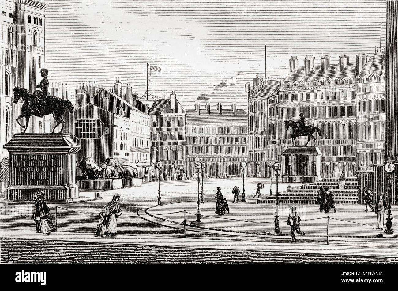St George's Square, Liverpool, Lancashire, Angleterre à la fin du xixe siècle. Banque D'Images