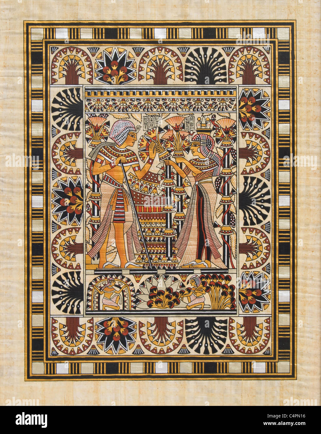 Papyrus égyptien avec des éléments de l'histoire ancienne. L'absence de Logos Banque D'Images