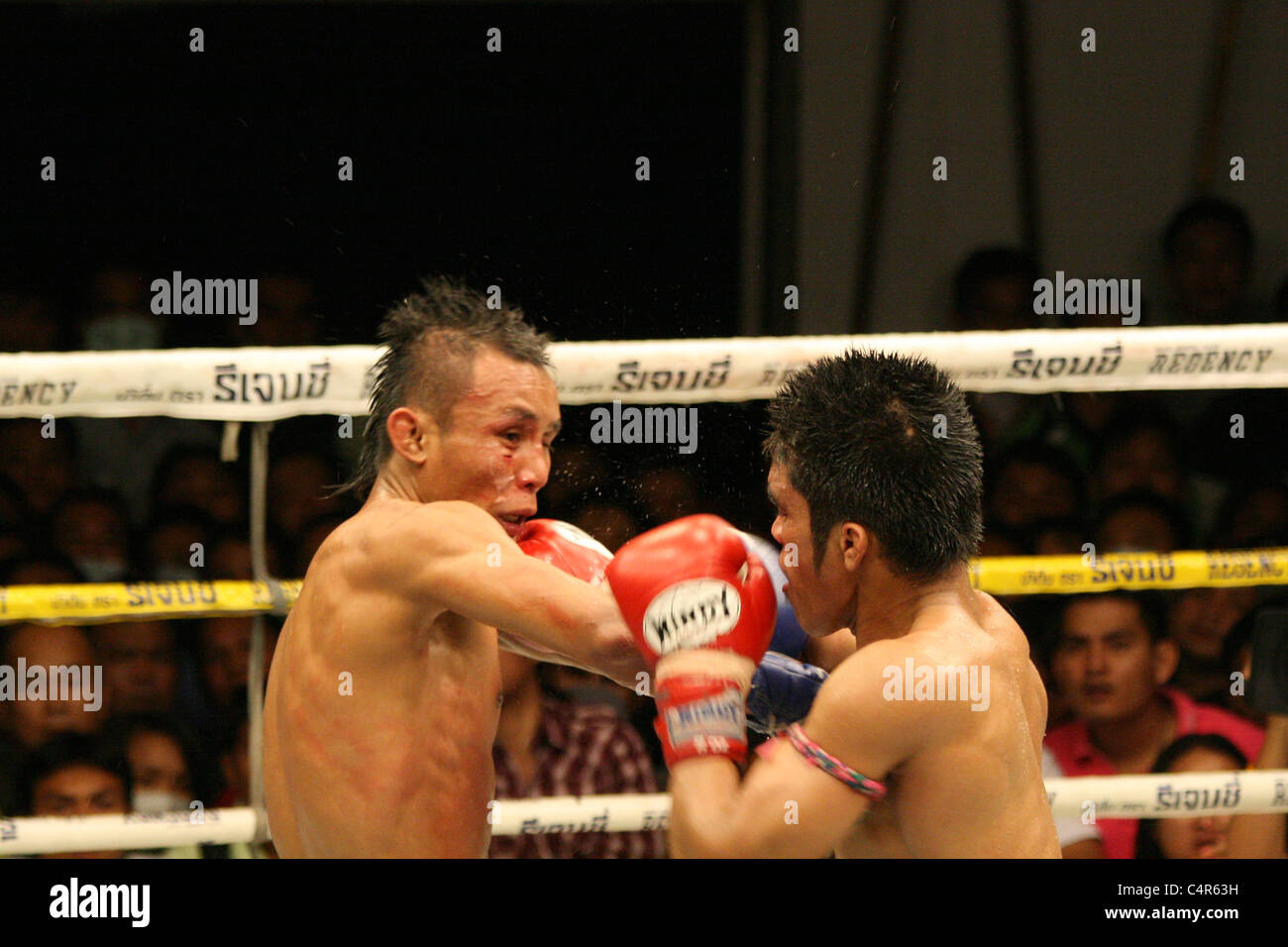 Compétition de Boxe Thaï en Thaïlande Banque D'Images