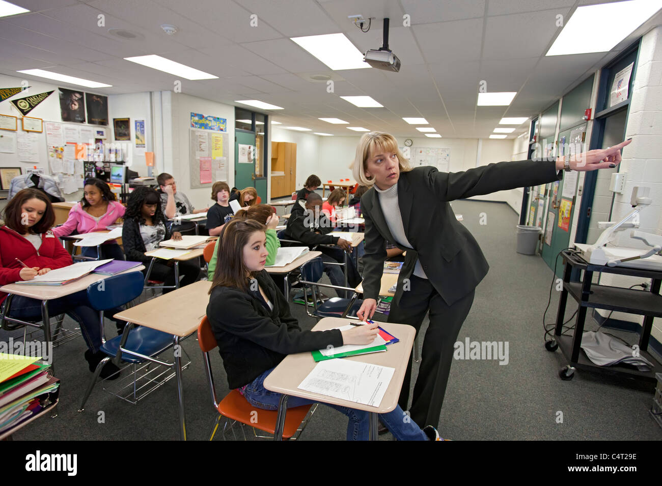 8e année d'arts du langage de classe Banque D'Images