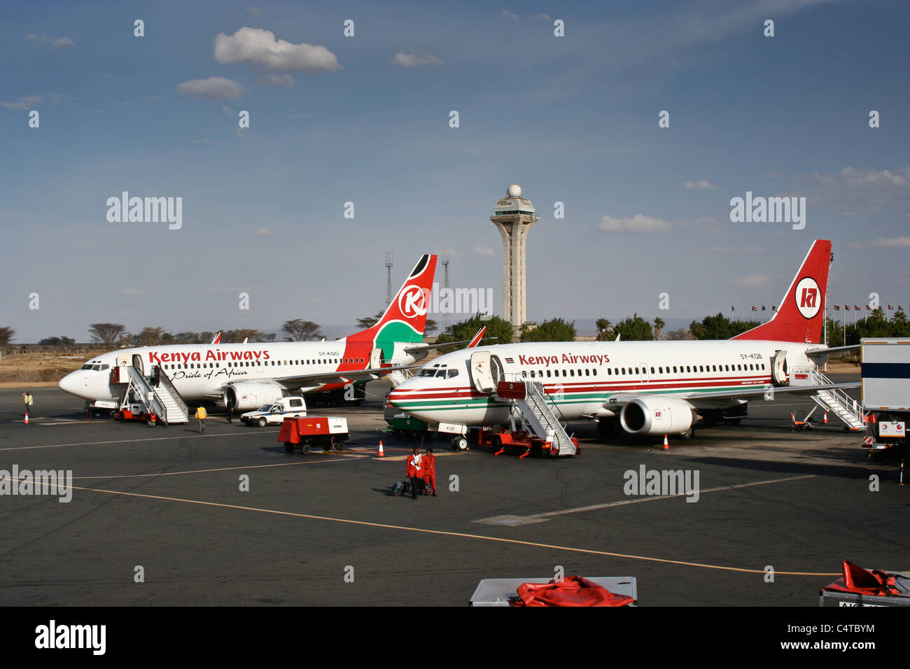 Kenya Airways avions anciens et les nouvelles couleurs Nairobi Banque D'Images