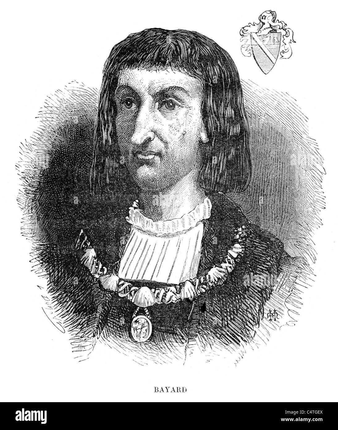 Pierre Terrail LeVieux, seigneur de Bayard 1473 au 30 avril 1524 était un soldat français Banque D'Images