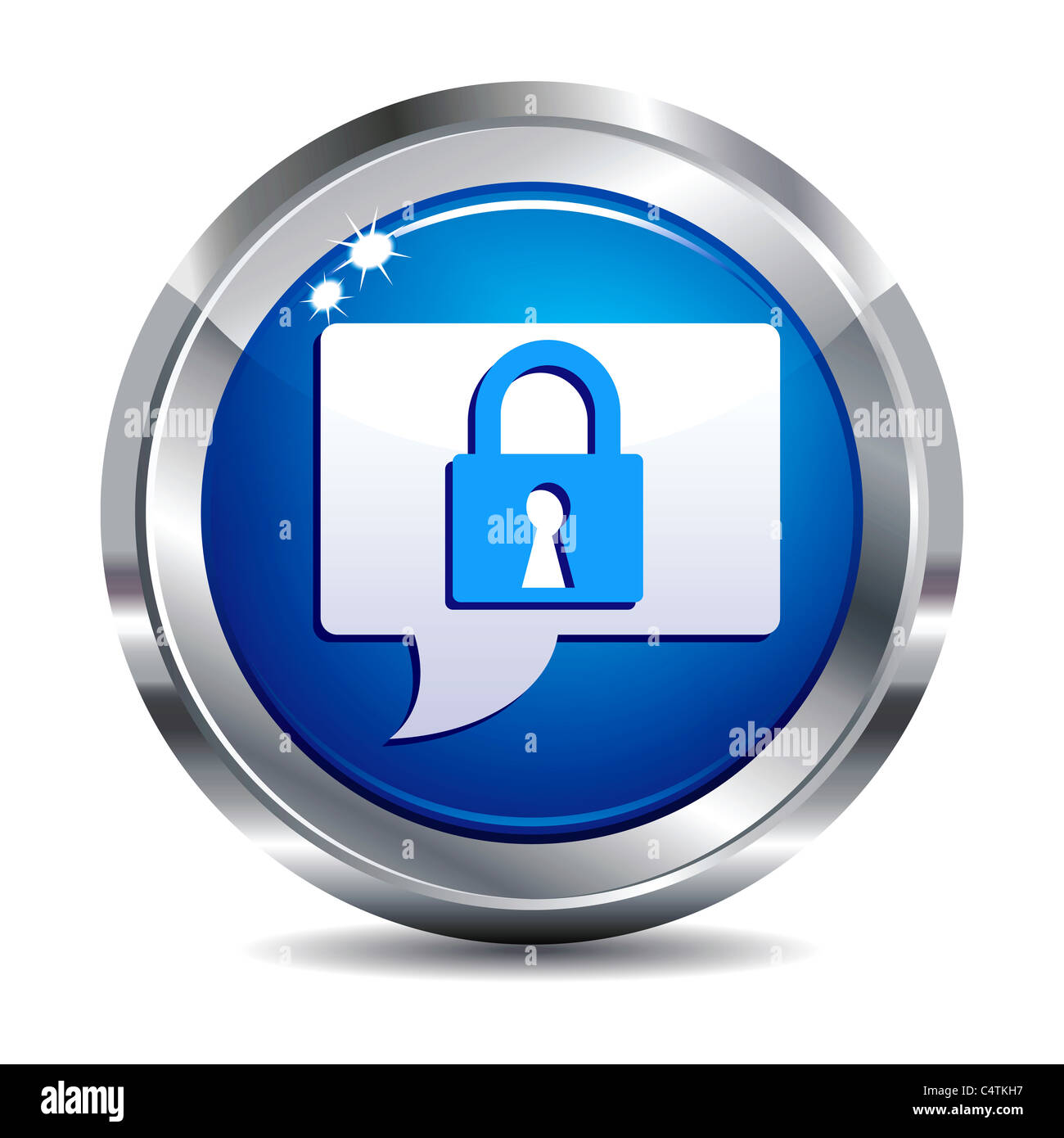 Serrure bouton Internet Message Chat Icône bulle App Apps Banque D'Images