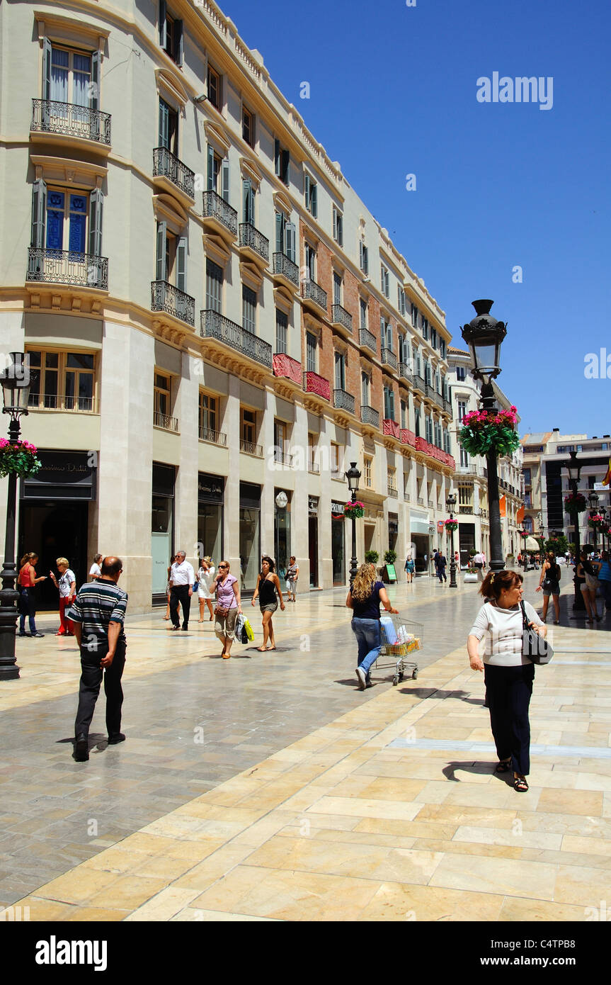 Calle Larios (rue commerçante), Malaga, Costa del Sol, la province de Malaga, Andalousie, Espagne, Europe de l'Ouest. Banque D'Images