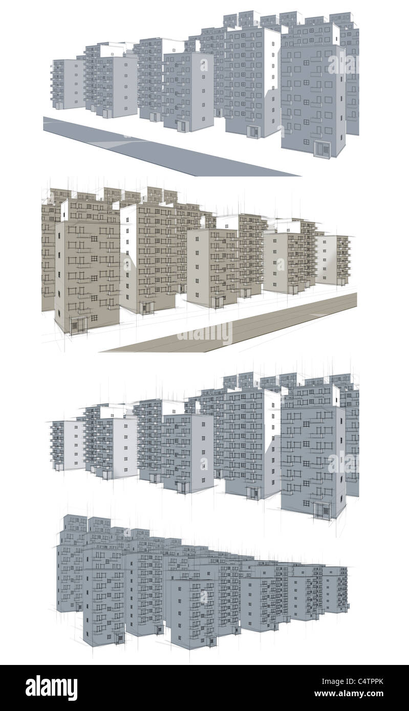 Illustrations de différents domaine du logement et de la rue Banque D'Images