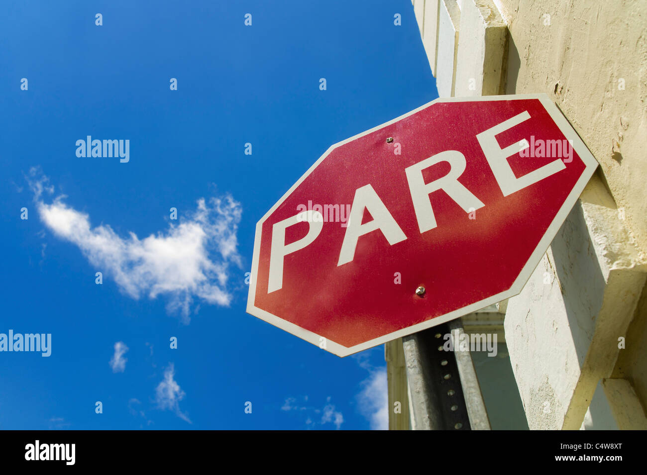 Puerto Rico,Old San Juan,panneau d'arrêt contre le ciel bleu Banque D'Images