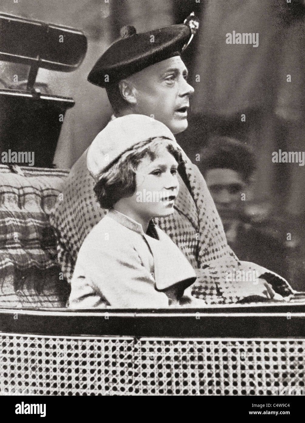 Le Prince de Galles, futur roi Édouard VIII, avec la princesse Elizabeth, future reine Elizabeth II. Banque D'Images