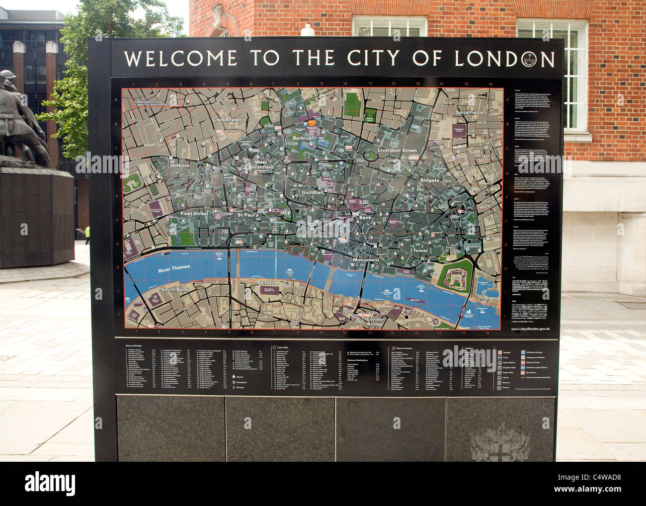 Ville de London tourist street map centre de Londres Banque D'Images
