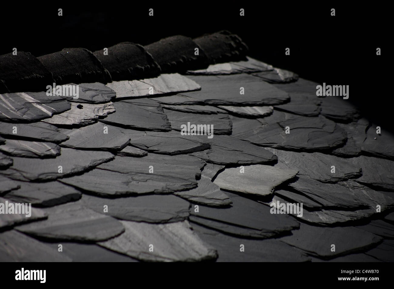 Pierre noire toit dans la Française, Saint James Way, Galice, Espagne Banque D'Images