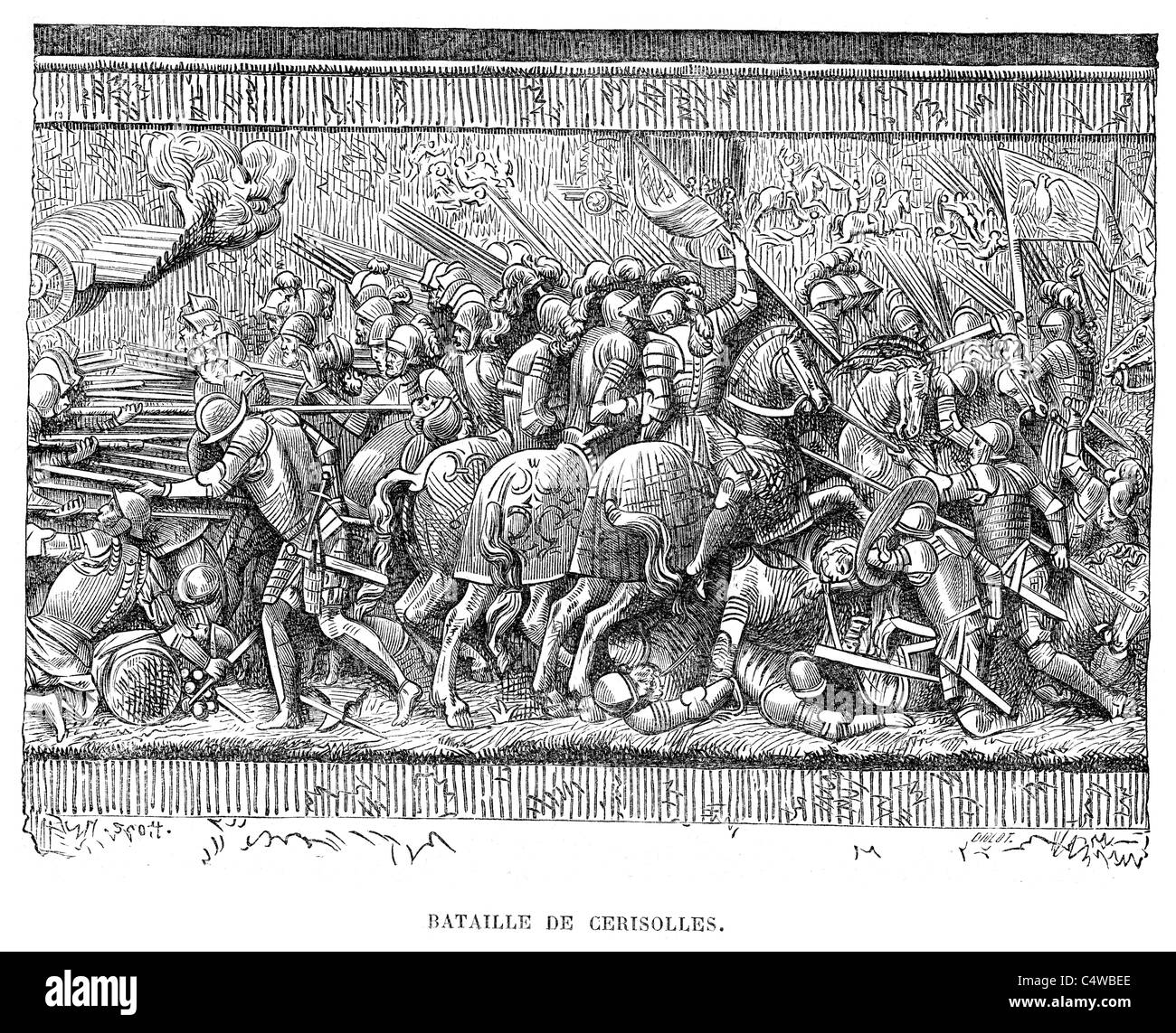 La bataille de Ceresole a été une rencontre entre une armée française et les forces combinées de l'Espagne et le Saint Empire Romain Banque D'Images