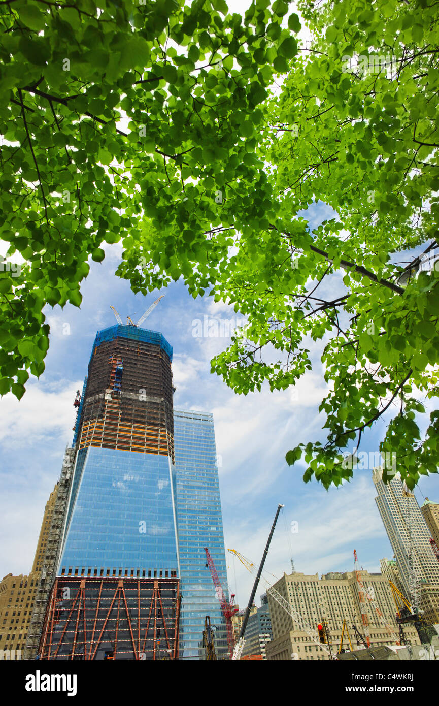 USA, New York, New York, gratte-ciels en construction à Ground Zero Banque D'Images