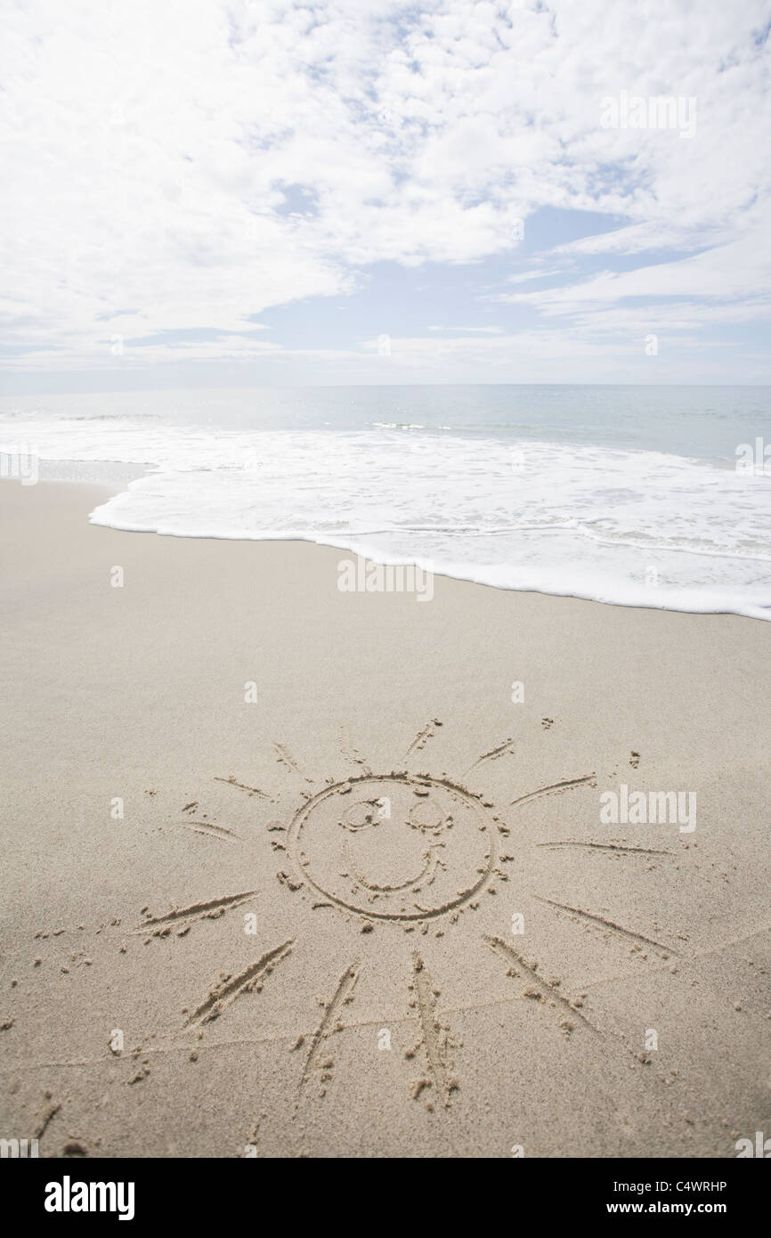 USA, Massachusetts, bien dessiné sur la plage de sable Banque D'Images